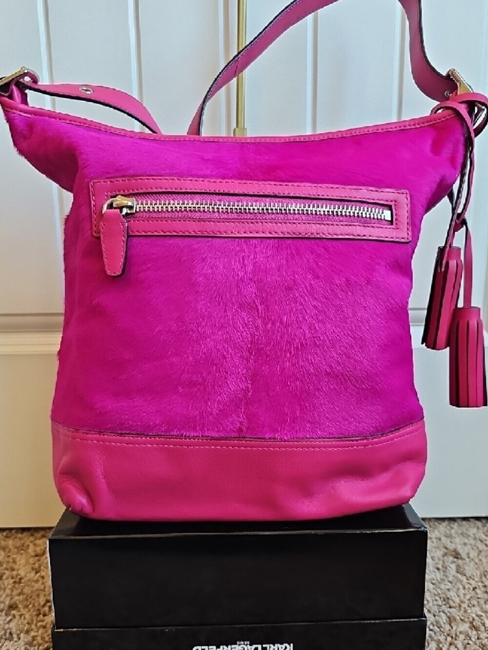 ​Coach Limited Edition Fuchsia Pink Calf Hair Legacy Duffle Tassel Bag #21158 - Picture 6 of 10